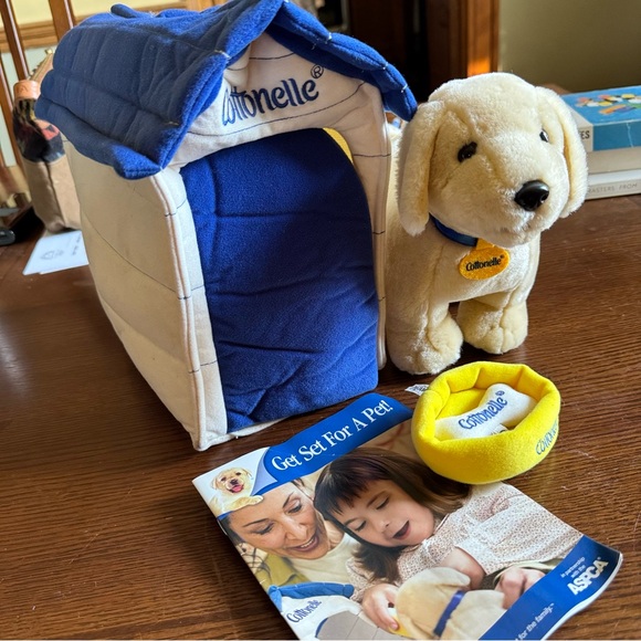 cottonelle Other - Cottonelle Yellow Lab Plush Puppy Dog w/House Dish & Bone Advertising Doll